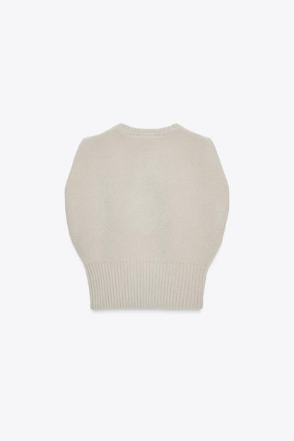 SLEEVELESS KNIT TOP BEIGE